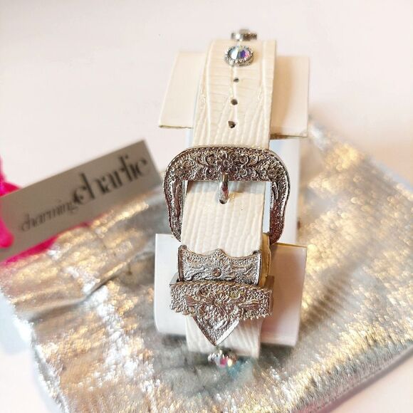 Charming Charlie Ivory Geneva Cross Quartz Watch w/ Crystal Accents - 9" Band - Picture 3 of 6